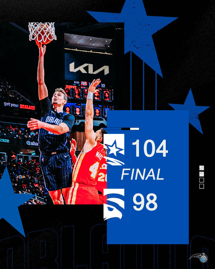 魔术以104-95击败了老鹰