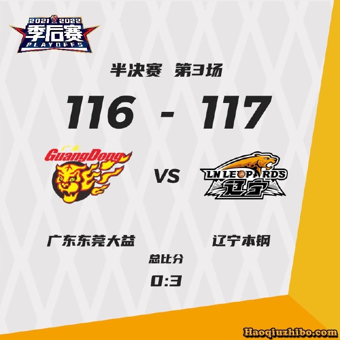辽宁男篮加时赛以117比116险胜广东