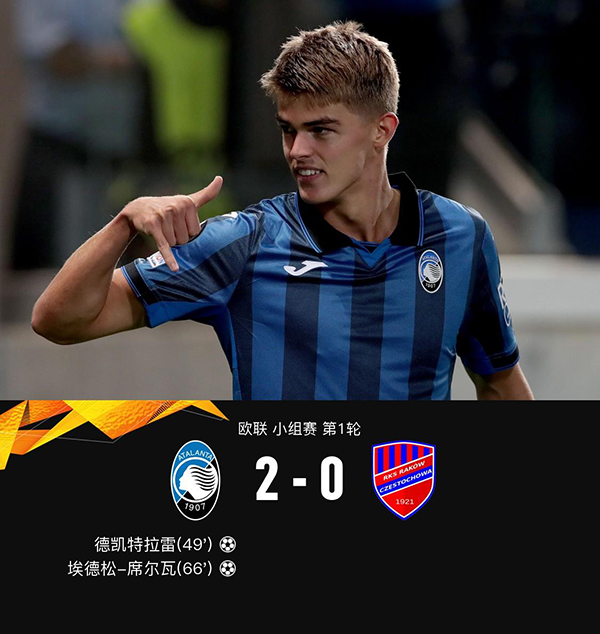 09月22日 欧联杯第1轮 亚特兰大vs琴斯托霍瓦 全场录像