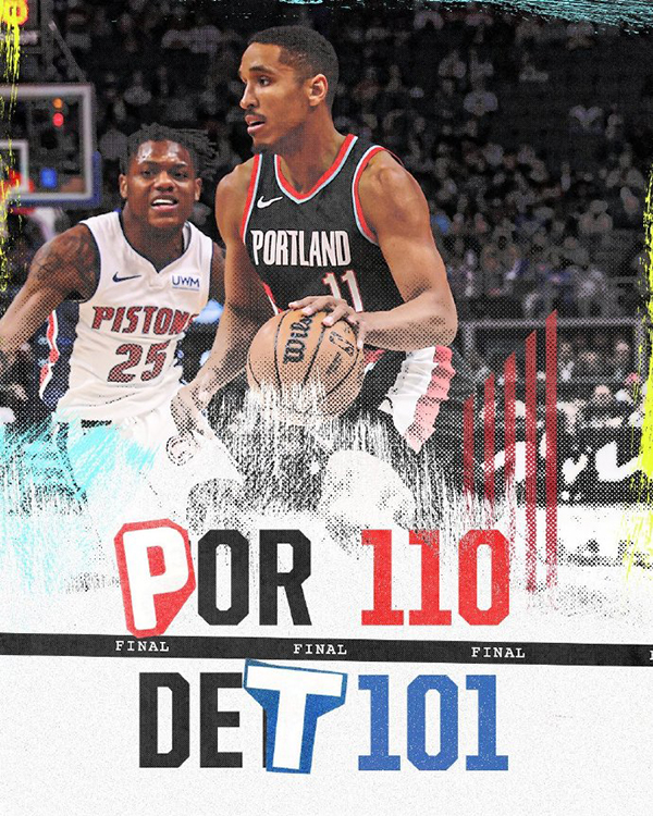 11月02日 NBA常规赛 开拓者vs活塞 全场录像